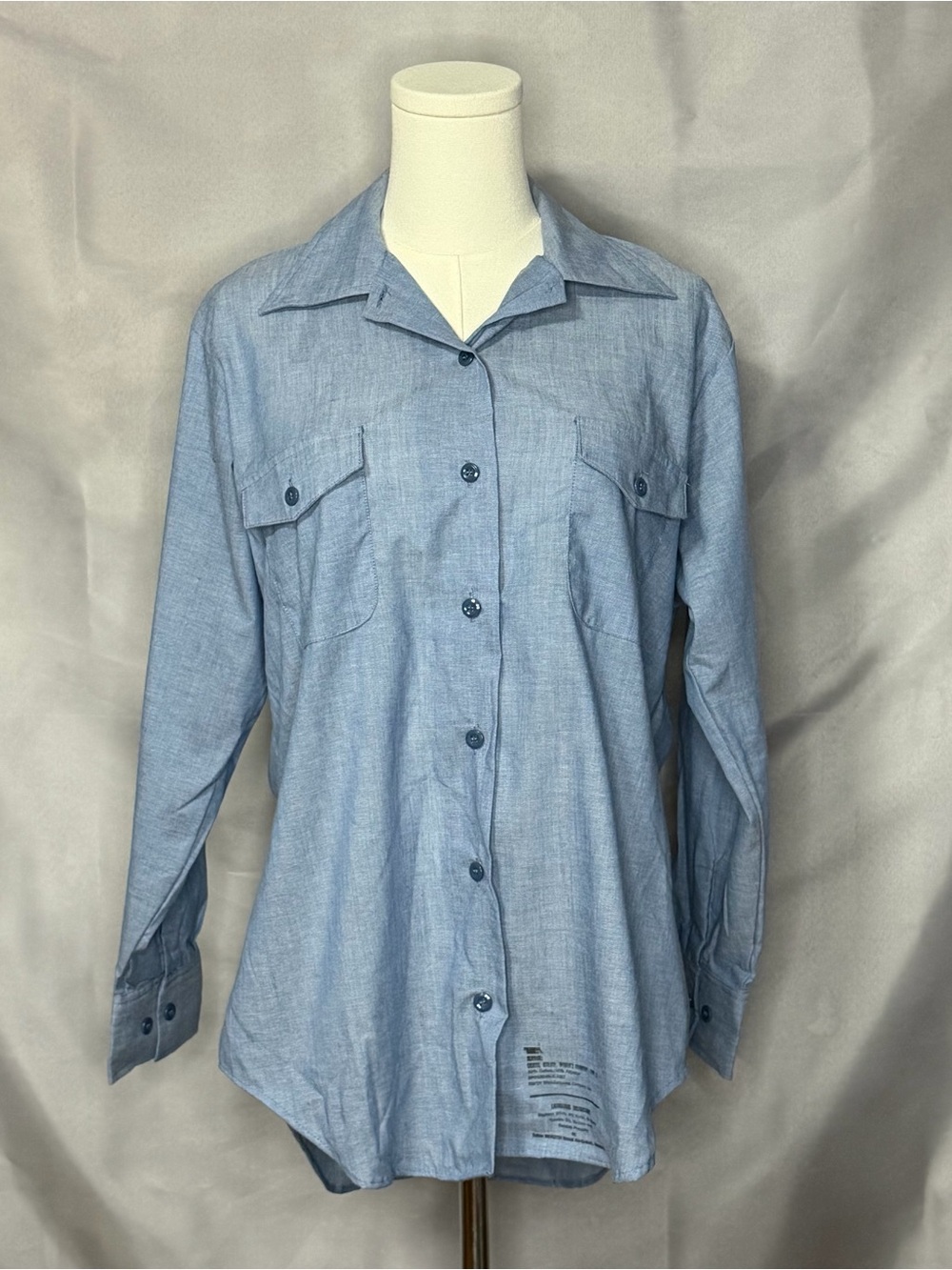 Martin Mfg Women’s Chambray Utility Long Sleeve Button Down Shirt Vintage NOS